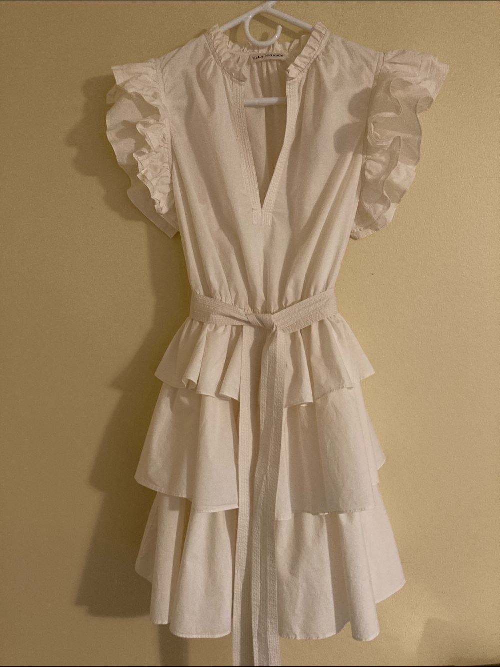 Ulla Johnson Cream Ruffle Tiered Mini Dress